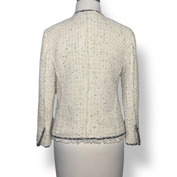 Zara Tweed Jacket Blazer Women XS Sequins Cream White Classic Smart Bloggers Fav - Picture 4 of 9